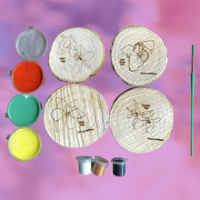 Load image into Gallery viewer, Botanical Willow Coasters with Adult Coloring Designs, Nature-Inspired Coloring Activity, Home Decor | by Victory In Wellness