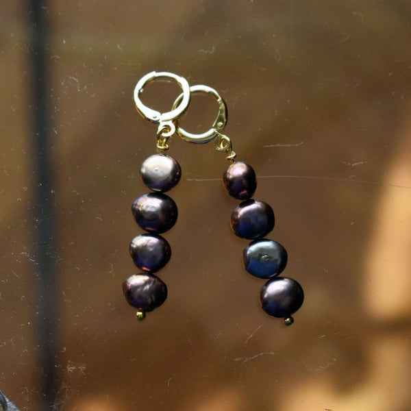 Brown purple potato pearl earrings | by Ifemi Jewels