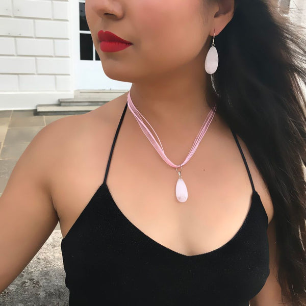 Rose Quartz Sterling Silver Earrings, Rose Quartz Earrings, Rose Quartz Drop Earrings | by nlanlaVictory