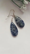 Load and play video in Gallery viewer, Sodalite Drop Earrings, Sterling Silver Earrings, Sodalite Gemstone | by nlanlaVictory