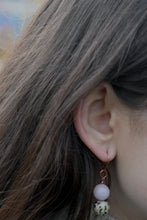 Load image into Gallery viewer, Dalmatian Jasper and Rose Quartz Rose Gold Vermeil, 9k or 18k Rose Gold Earrings, Bloom Collection | by nlanlaVictory