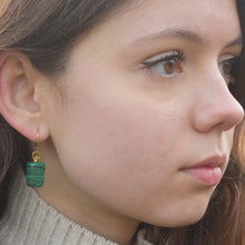 Load image into Gallery viewer, Malachite and Yellow Gold Vermeil Earrings, Gemstone Earrings, Bloom Collection | by nlanlaVictory