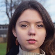 Load image into Gallery viewer, Brown Goldstone Yellow Gold Vermeil Earrings, Bold and Beautiful Statement Jewelry, Bloom Collection | by nlanlaVictory