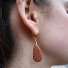 Load image into Gallery viewer, Brown Goldstone Yellow Gold Vermeil Earrings, Bold and Beautiful Statement Jewelry, Bloom Collection | by nlanlaVictory