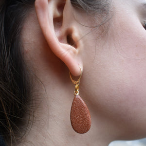 Brown Goldstone Yellow Gold Vermeil Earrings, Bold and Beautiful Statement Jewelry, Bloom Collection | by nlanlaVictory