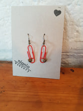 Load image into Gallery viewer, Red Personalised Paperclip Earrings | by lovedbynlanla
