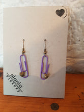 Load image into Gallery viewer, Purple Personalised Paperclip Earrings | by lovedbynlanla