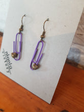 Load image into Gallery viewer, Purple Personalised Paperclip Earrings | by lovedbynlanla