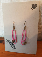 Load image into Gallery viewer, Pink Personalised Paperclip Earrings | by lovedbynlanla