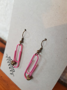 Pink Personalised Paperclip Earrings | by lovedbynlanla