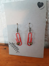 Load image into Gallery viewer, Red Personalised Paperclip Earrings | by lovedbynlanla
