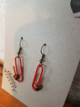 Load image into Gallery viewer, Red Personalised Paperclip Earrings | by lovedbynlanla