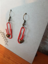 Load image into Gallery viewer, Red Personalised Paperclip Earrings | by lovedbynlanla