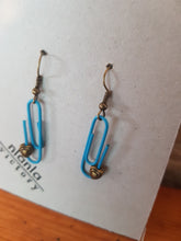 Load image into Gallery viewer, Blue Personalised Paperclip Earrings | by lovedbynlanla