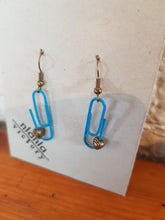 Load image into Gallery viewer, Blue Personalised Paperclip Earrings | by lovedbynlanla