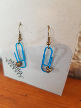 Load image into Gallery viewer, Blue Personalised Paperclip Earrings | by lovedbynlanla