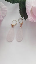 Load and play video in Gallery viewer, Rose Quartz and Yellow Gold Vermeil Earrings, Gemstone Earrings, Pink Gemstones, Feminine Jewelry,Bloom Collection | by nlanlaVictory