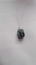 Load and play video in Gallery viewer, Snowflake Obsidian Sterling Silver Necklace, Raw Gemstone Necklace, Heart Pendant Necklace, Gemstone Necklace, Sterling Silver Necklace | by nlanlaVictory