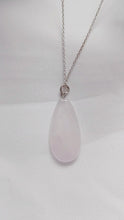 Load and play video in Gallery viewer, Rose Quartz Necklace, Rose Quartz Sterling Silver necklace, Rose Quartz Teardrop Pendant Necklace | by nlanlaVictory