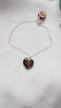 Load and play video in Gallery viewer, Tiger Eye Bracelet, Sterling Silver Heart Bracelet, Heart Charm Bracelet | by nlanlaVictory