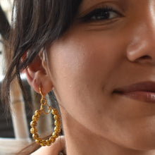 Load image into Gallery viewer, Filigree Bead Loop Earrings, Minimalist Modern Earrings, Delicate Filigree Hoops | by lovedbynlanla