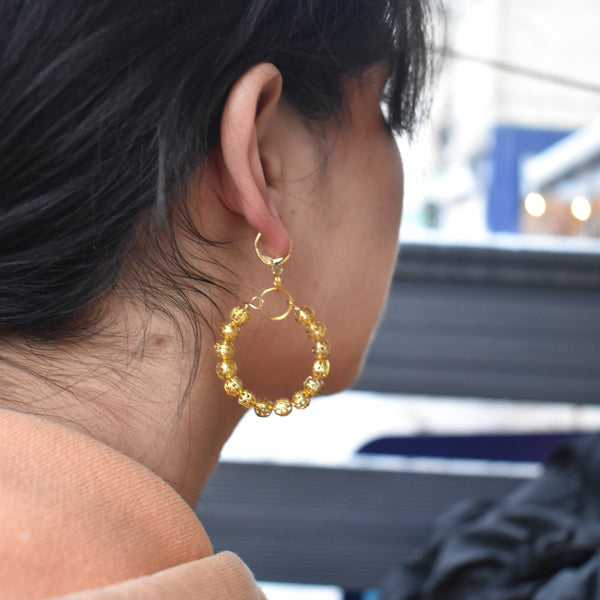 Filigree Bead Loop Earrings, Minimalist Modern Earrings, Delicate Filigree Hoops | by lovedbynlanla