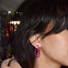 Load image into Gallery viewer, Pink Bubblegum Hoop Earrings, Bubblegum Earrings, Statement Hoop Earrings, Playful Pink Earrings, Pink Hoops | by lovedbynlanla