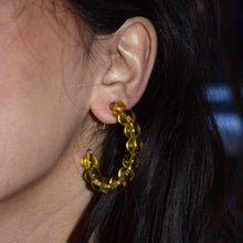 Load image into Gallery viewer, Bold Yellow Earrings, Fun Fashion Accessories, Vibrant Yellow Jewelry, Trendy Hoop Earrings | by lovedbynlanla