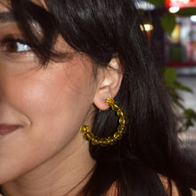 Load image into Gallery viewer, Bold Yellow Earrings, Fun Fashion Accessories, Vibrant Yellow Jewelry, Trendy Hoop Earrings | by lovedbynlanla