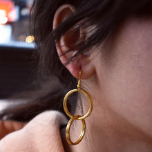 Load image into Gallery viewer, Minimalist Double Loop Earrings, Contemporary Geometric Jewelry | by lovedbynlanla