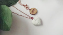 Load and play video in Gallery viewer, White Howlite Rose Gold necklace, White and Pink Gemstone Necklace, Bloom Collection | by nlanlaVictory