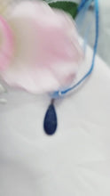 Load and play video in Gallery viewer, Lapis Lazuli Necklace, Blue Ribbon Necklace, Gemstone Necklace, Lapis Lazuli Pendant | by nlanlaVictory