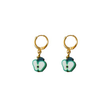 Load image into Gallery viewer, Green Apple Fruit Huggie Earrings | by Ifemi Jewels