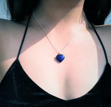 Load image into Gallery viewer, Blue Goldstone Sterling Silver Necklace, Heart Pendant Necklace, Gemstone Necklace, Sterling Silver Necklace | by nlanlaVictory