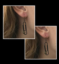 Load image into Gallery viewer, Black Personalised Paperclip Earrings | by lovedbynlanla