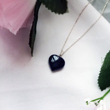 Load image into Gallery viewer, Blue Goldstone Sterling Silver Necklace, Heart Pendant Necklace, Gemstone Necklace, Sterling Silver Necklace | by nlanlaVictory