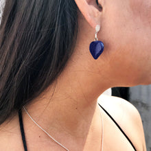 Load image into Gallery viewer, Blue Goldstone Cubic Zirconia Stud Earrings, Besteller Earrings, Sterling Silver Stud Earrings, Heart Earrings, Gemstone Earrings | by nlanlaVictory
