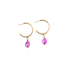 Load image into Gallery viewer, Pink freshwater pearl hoop earrings | by Ifemi Jewels