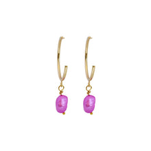 Load image into Gallery viewer, Pink freshwater pearl hoop earrings | by Ifemi Jewels