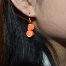 Load image into Gallery viewer, Orange fruit huggie drop earrings | by Ifemi Jewels