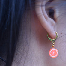 Load image into Gallery viewer, Orange Huggie Earrings | by Ifemi Jewels