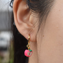 Load image into Gallery viewer, Pink Apples Huggie Earrings | by Ifemi Jewels