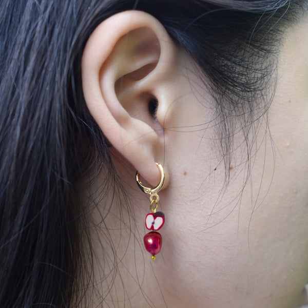 Red apples and red freshwater pearl earrings | by Ifemi Jewels