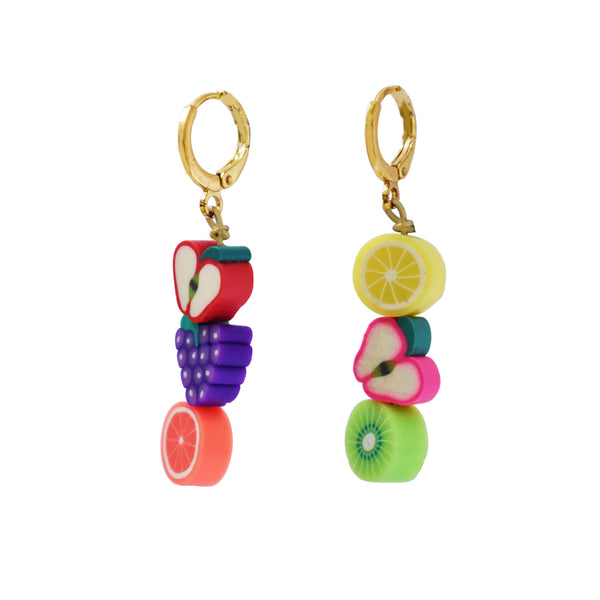 Mismatched Fruit Huggie Earrings | by Ifemi Jewels