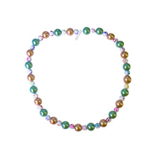 Load image into Gallery viewer, Green Bronze Happy Face emotions Necklace, Beaded Necklace, Faux Pearl necklace | by lovedbynlanla