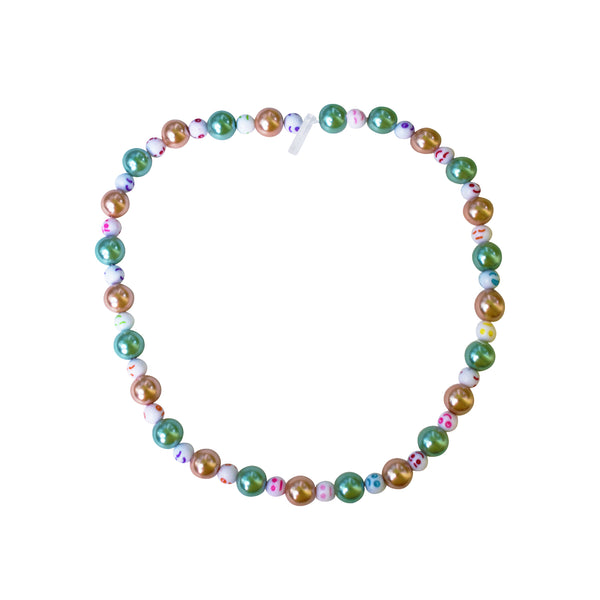 Green Bronze Happy Face emotions Necklace, Beaded Necklace, Faux Pearl necklace | by lovedbynlanla