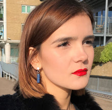 Load image into Gallery viewer, Onyx Stud Earrings, Gemstone Earrings, Sterling Silver Stud Earrings | by nlanlaVictory