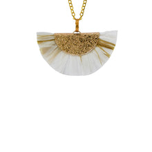 Load image into Gallery viewer, White and Gold Fan Necklace, Statement Necklace, Unique Necklace, Fashion Necklace | by lovedbynlanla