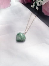 Load image into Gallery viewer, Chrysoprase Jade necklace Heart Gemstone Necklace, Jade Pendant Necklace, Chrysoprase Jade Sterling Silver Necklace | by nlanlaVictory
