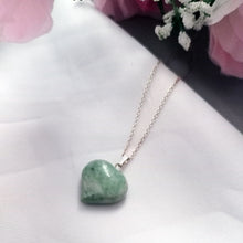Load image into Gallery viewer, Chrysoprase Jade necklace Heart Gemstone Necklace, Jade Pendant Necklace, Chrysoprase Jade Sterling Silver Necklace | by nlanlaVictory